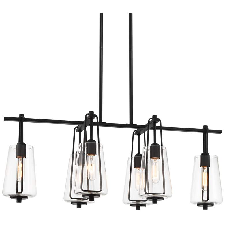 Image 3 Possini Euro Wexford 36 1/2" Wide Black Linear 6-Light Island Pendant