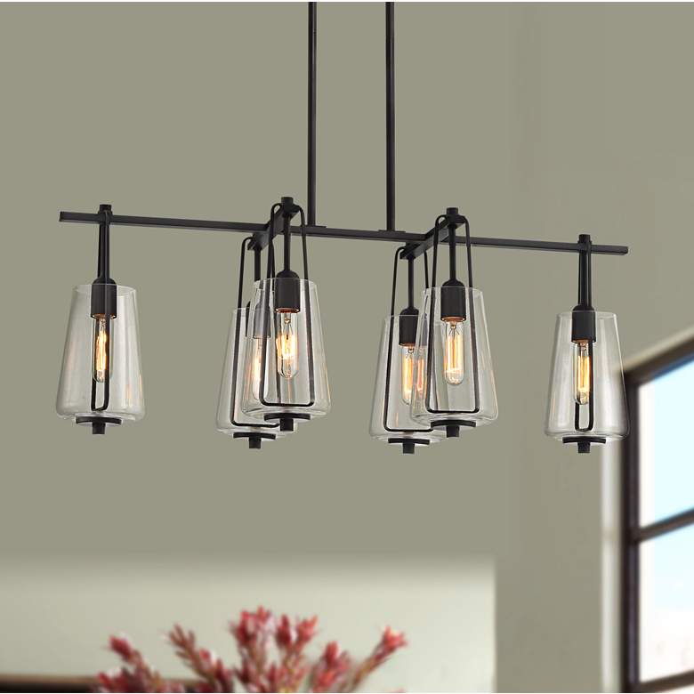 Image 2 Possini Euro Wexford 36 1/2" Wide Black Linear 6-Light Island Pendant