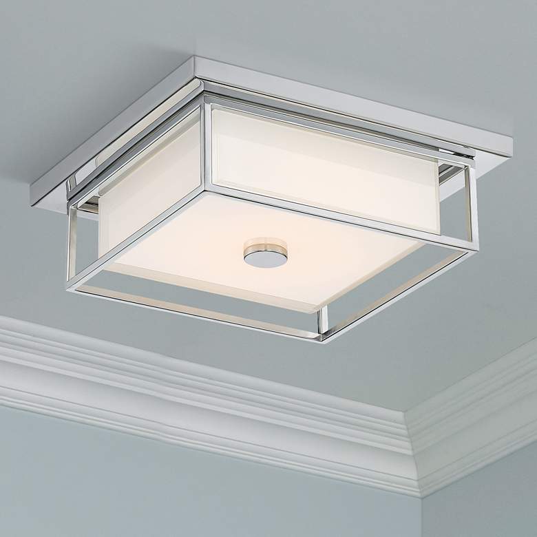 Image 1 Possini Euro Weyburn 12 3/4" Wide Chrome LED Modern Ceiling Light