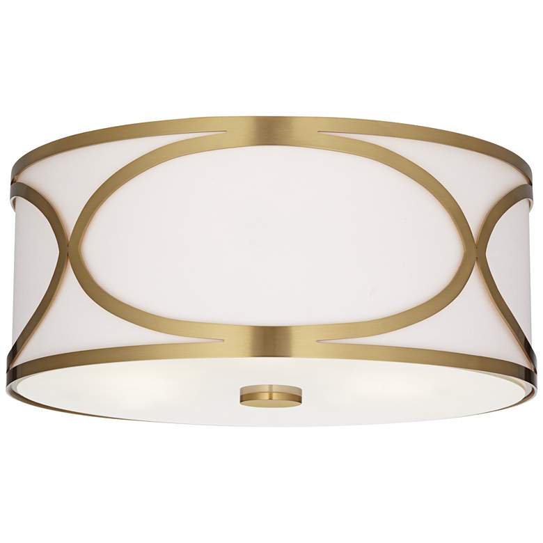 Image 2 Possini Euro Whinn 15" Wide Warm Brass Drum Ceiling Light