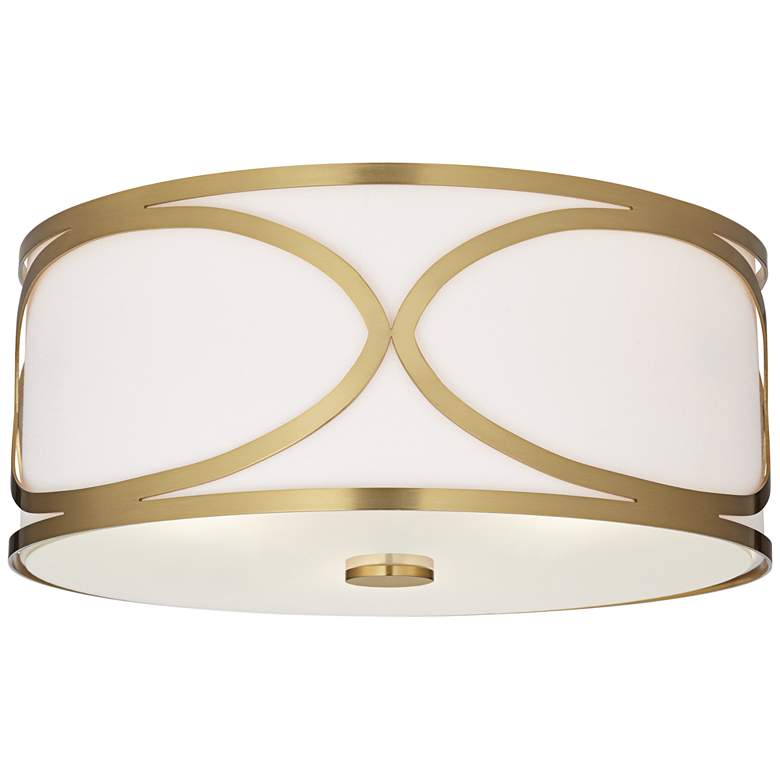 Image 5 Possini Euro Whinn 15" Wide Warm Brass Drum Ceiling Light more views