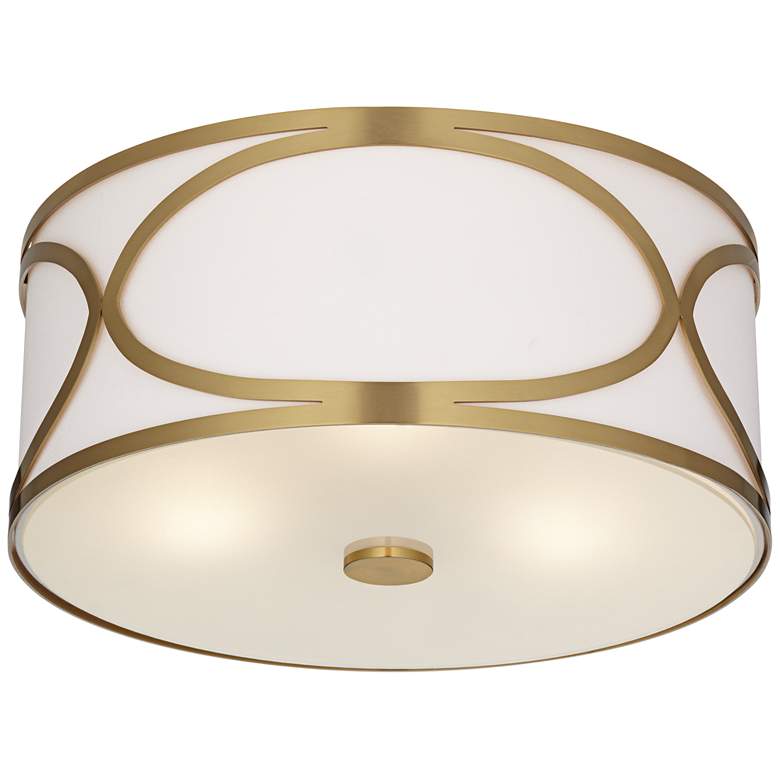 Image 6 Possini Euro Whinn 15" Wide Warm Brass Drum Ceiling Light more views