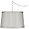 Possini Euro White Drum 15" Wide Nickel Plug-In Swag Chandelier