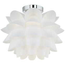 Possini Euro White Flower 15 3/4&quot; Wide Chrome Finish Ceiling Light