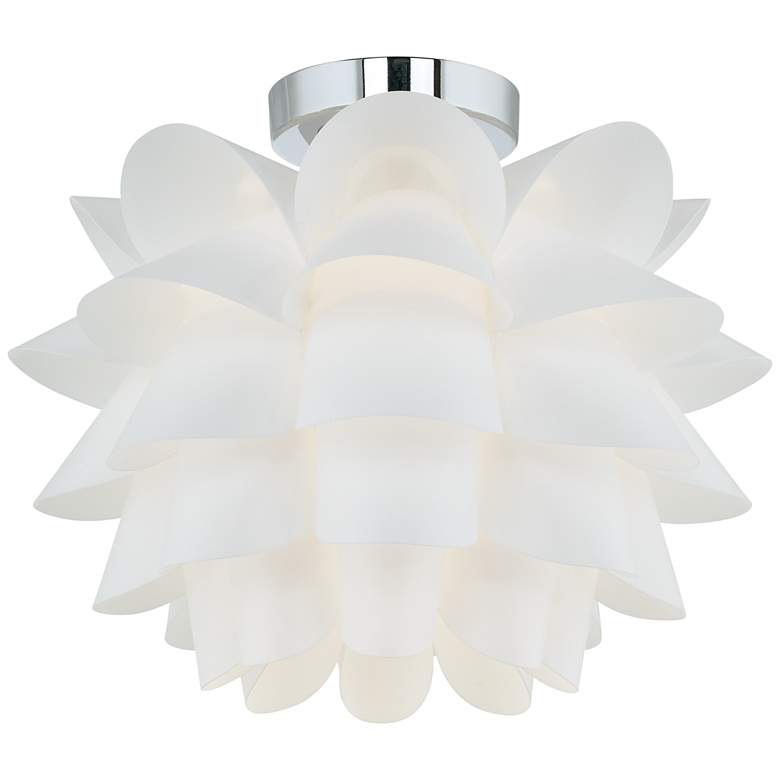Image 2 Possini Euro White Flower 15 3/4 inch Wide Chrome Finish Ceiling Light