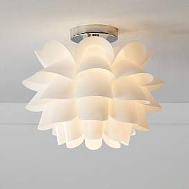 Image1 of Possini Euro White Flower 15 3/4" Wide Chrome Finish Ceiling Light