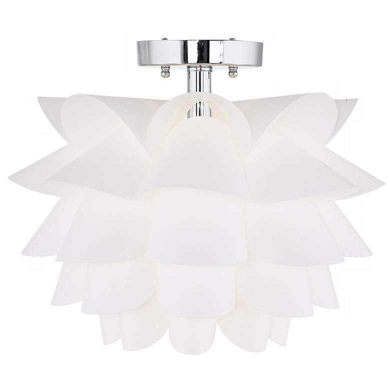 Image 6 Possini Euro White Flower 15 3/4" Wide Chrome Finish Ceiling Light more views
