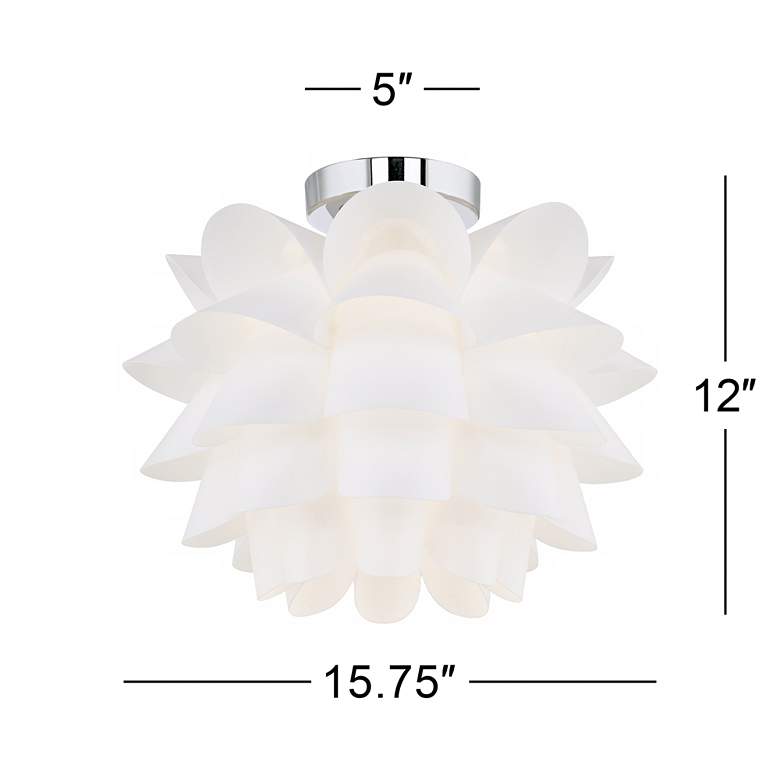 Image 7 Possini Euro White Flower 15 3/4 inch Wide Chrome Finish Ceiling Light more views
