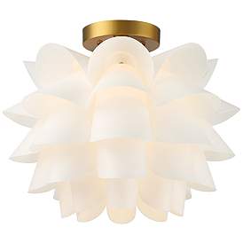 Image2 of Possini Euro White Flower 15 3/4" Wide Gold Finish Ceiling Light