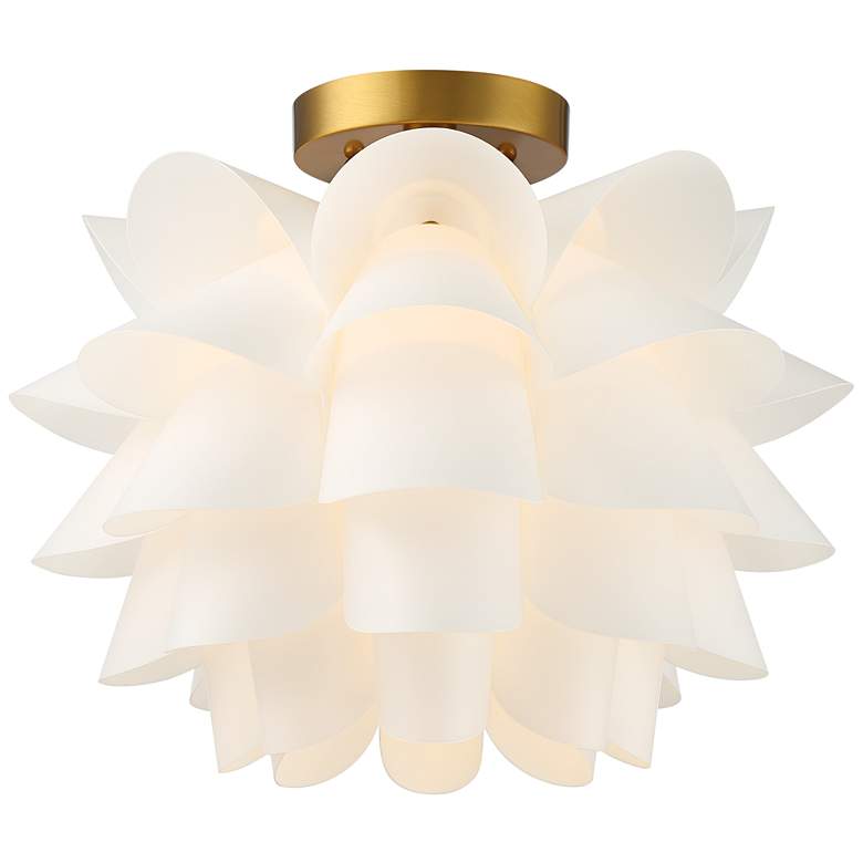 Image 2 Possini Euro White Flower 15 3/4" Wide Gold Finish Ceiling Light
