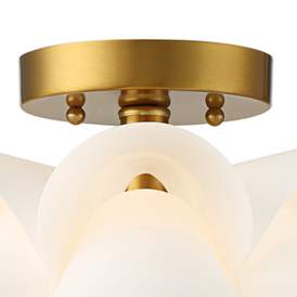 Image4 of Possini Euro White Flower 15 3/4" Wide Gold Finish Ceiling Light more views