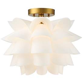 Image5 of Possini Euro White Flower 15 3/4" Wide Gold Finish Ceiling Light more views