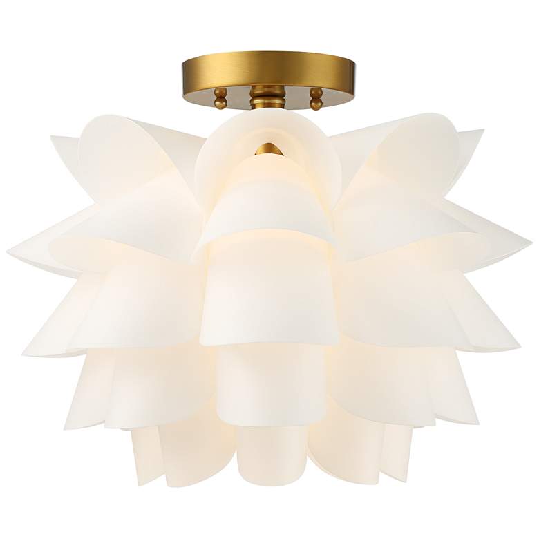 Image 5 Possini Euro White Flower 15 3/4 inch Wide Gold Finish Ceiling Light more views