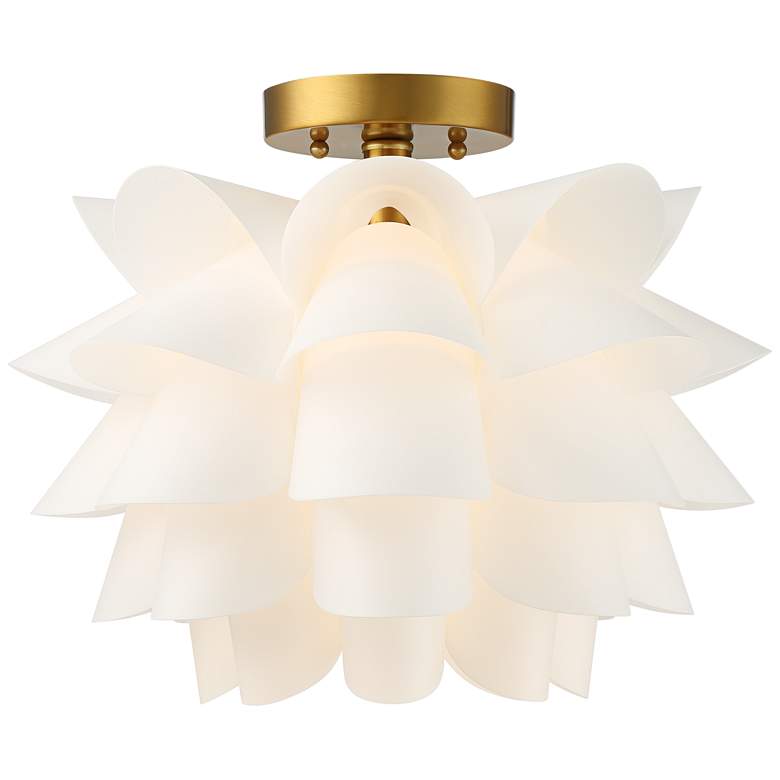 Image 5 Possini Euro White Flower 15 3/4" Wide Gold Finish Ceiling Light more views