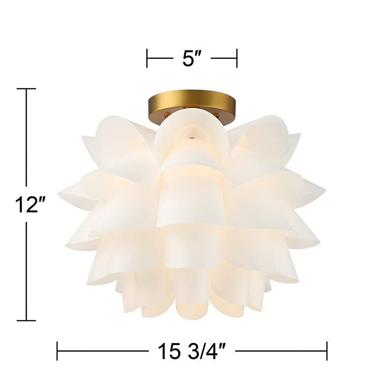 Image 7 Possini Euro White Flower 15 3/4 inch Wide Gold Finish Ceiling Light more views