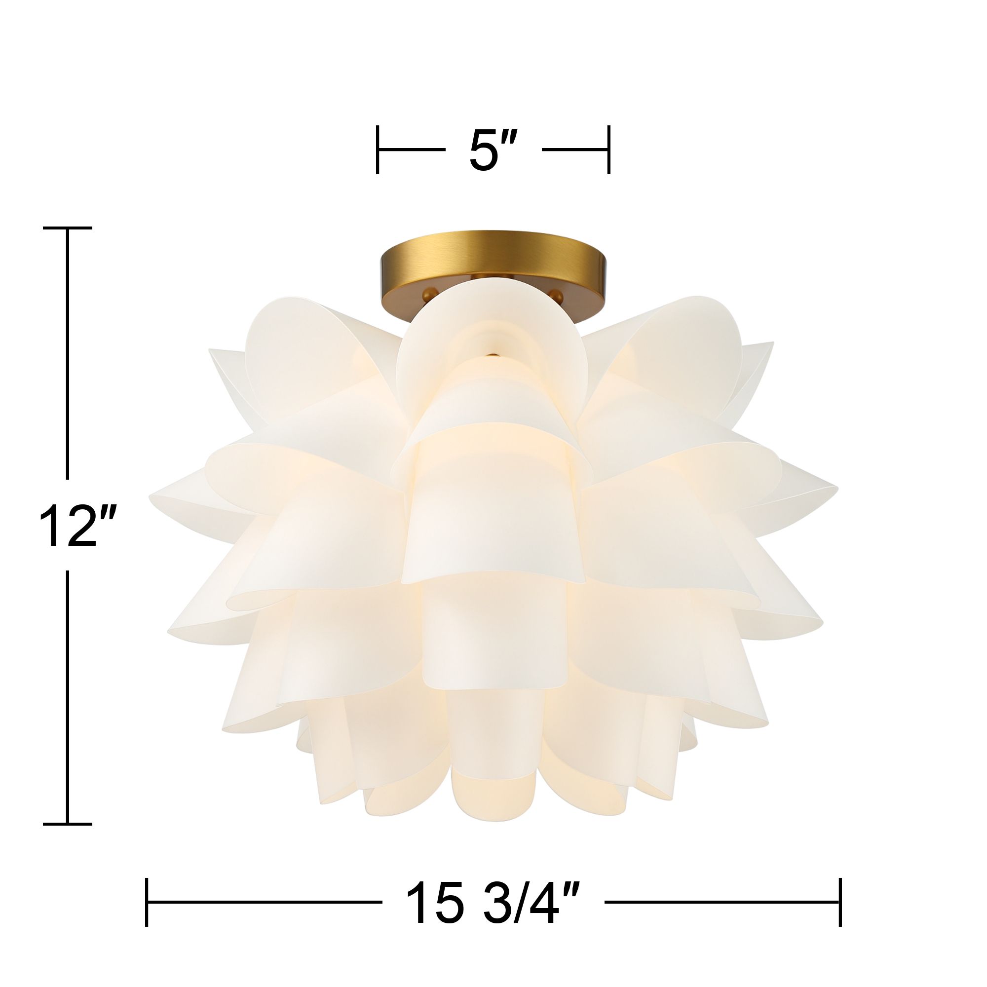 Possini Euro White Flower 15 3/4" Wide Gold Finish Ceiling Light in scene
