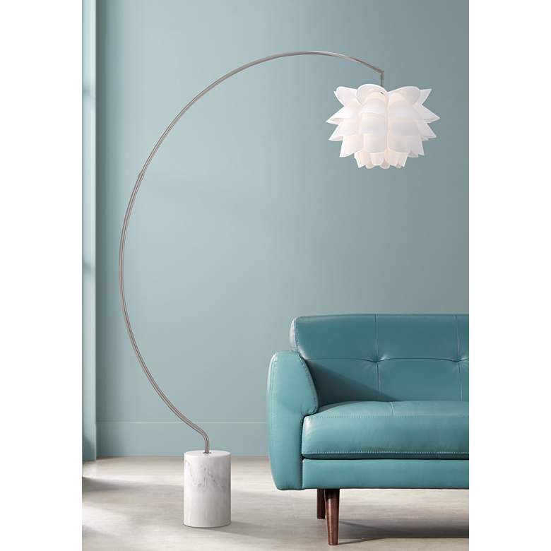 Image 1 Possini Euro White Flower Arc Floor Lamp