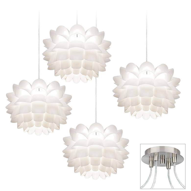 Image 1 Possini Euro White Flower Brushed Nickel 4 Swag Chandelier