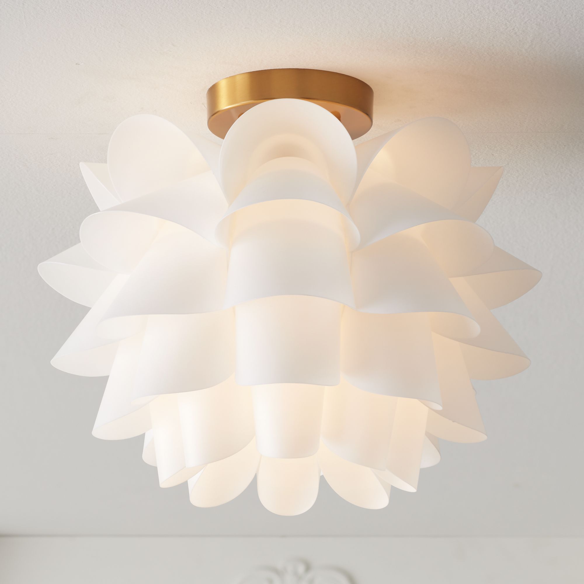 Possini Euro White Flower Gold Finish 15 3 4