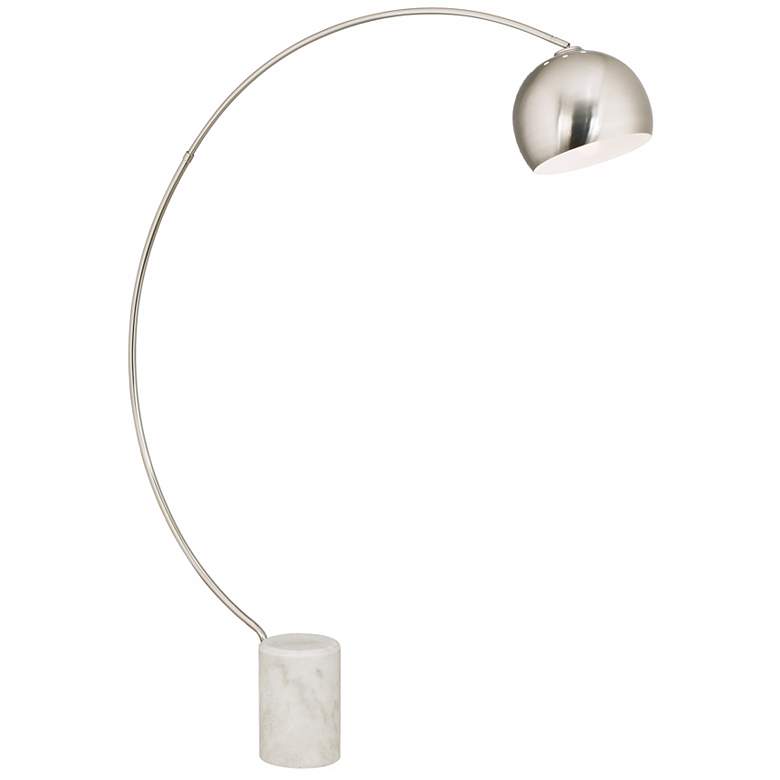 Image 1 Possini Euro White Marble Base Arc Floor Lamp