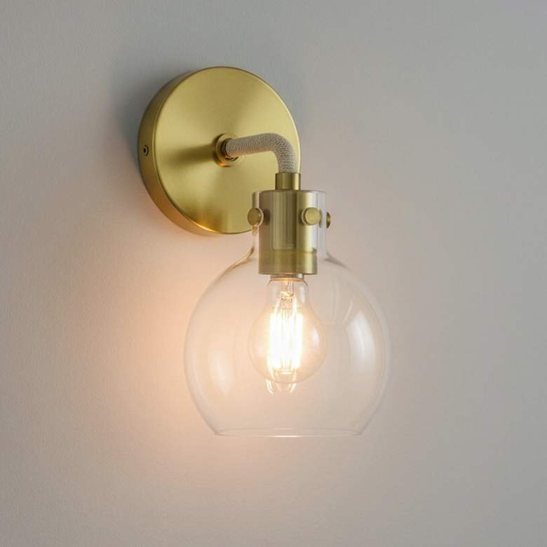 Image 1 Possini Euro Wicander 11 1/4" High Antique Brass Wall Sconce