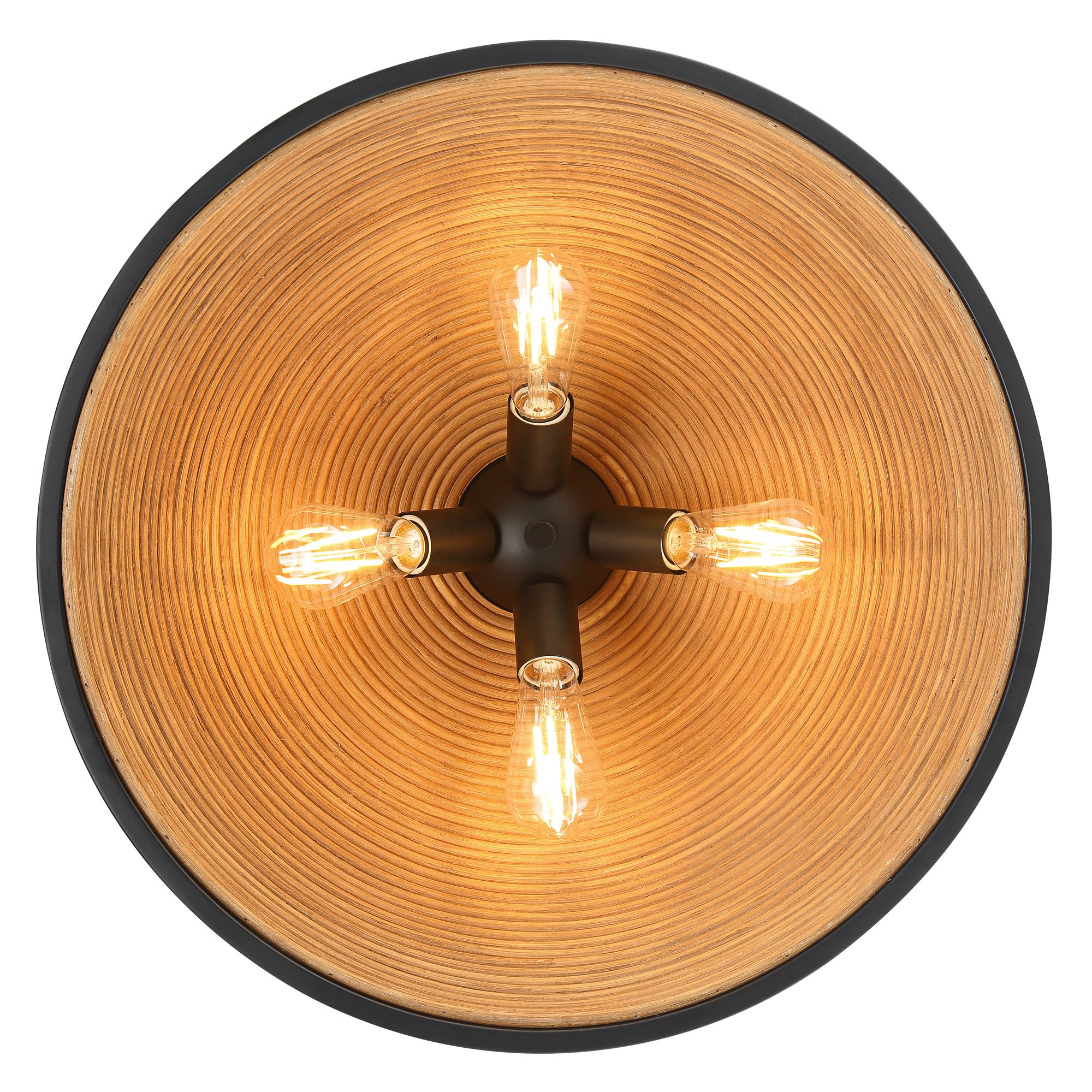 Image 6 Possini Euro Wilhelm 22" Wide Black and Rattan 4-Light Pendant more views