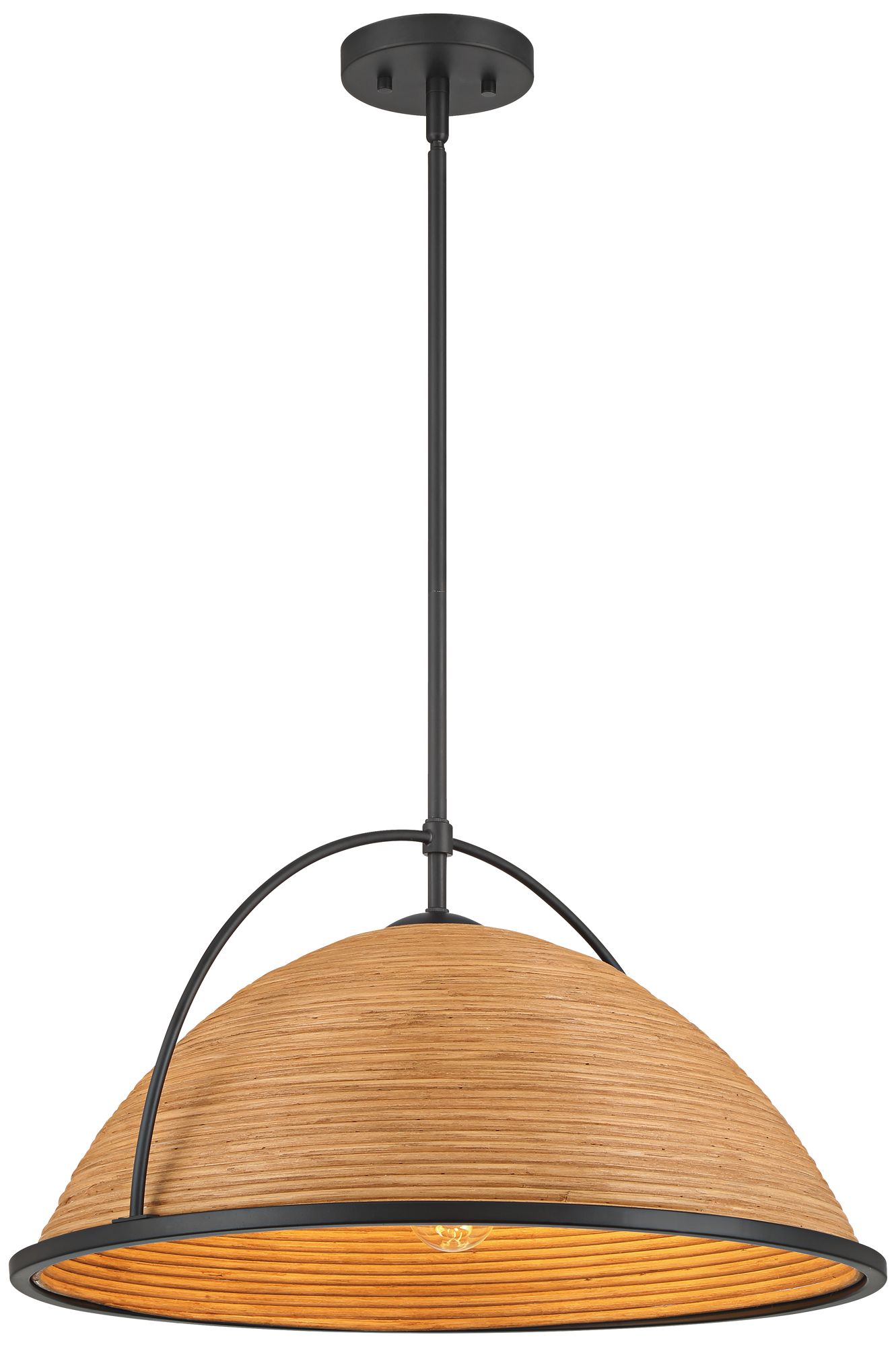 Watch A Video About the Possini Euro William Black and Rattan 4 Light Pendant