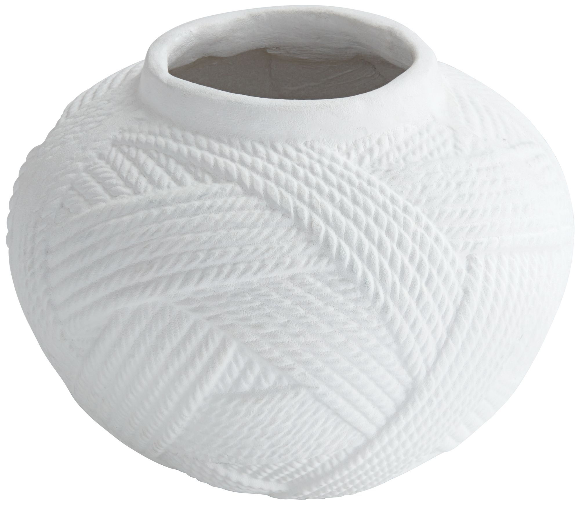 Image 3 Possini Euro Willa 9 1/2" Wide White Rope Texture Papier-Mache Pot more views