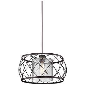 Image1 of Possini Euro Wire Cage 14" Metal and Clear Glass Pendant Light