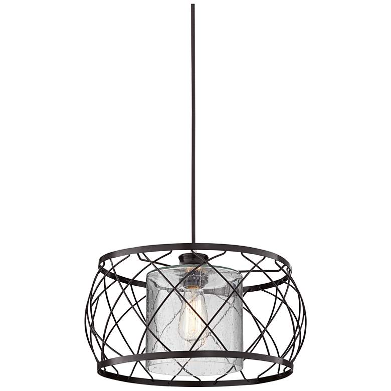 Image 1 Possini Euro Wire Cage 14" Metal and Clear Glass Pendant Light