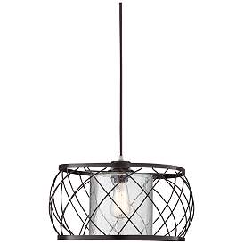 Image2 of Possini Euro Wire Cage 14" Metal and Clear Glass Pendant Light more views
