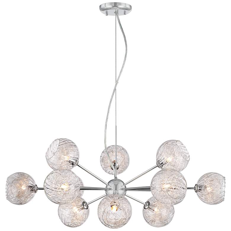 Image 3 Possini Euro Wired 32" Wide Glass and Chrome Modern Chandelier
