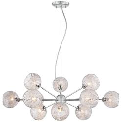 Possini Euro Wired 32&quot; Wide Glass and Chrome Modern Chandelier