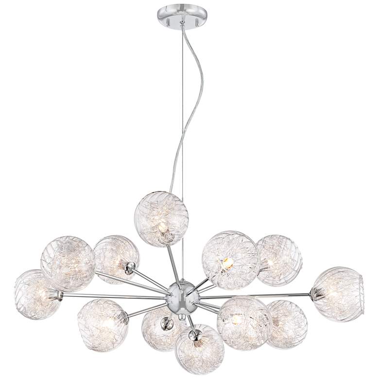 Possini Euro Wired 32&quot; Wide Glass and Chrome Modern Chandelier more views