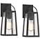 Possini Euro Woodley 13" High Sand Black Outdoor Wall Light Set of 2