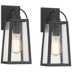 Possini Euro Woodley 13" High Sand Black Outdoor Wall Light Set of 2