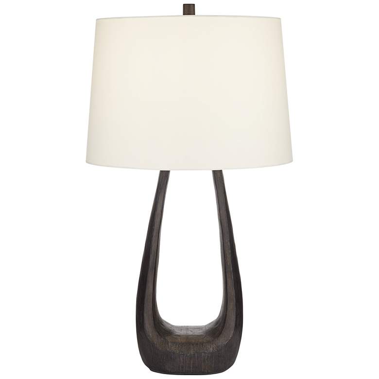 Image 3 Possini Euro Woodwork 30" Black Finish Open Base Modern Table Lamp