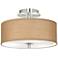 Possini Euro Woven Burlap 14" Wide Modern Ceiling Light