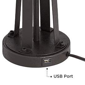 Image4 of Possini Euro Woven Burlap Susan Dark Bronze USB Table Lamps Set of 2 more views