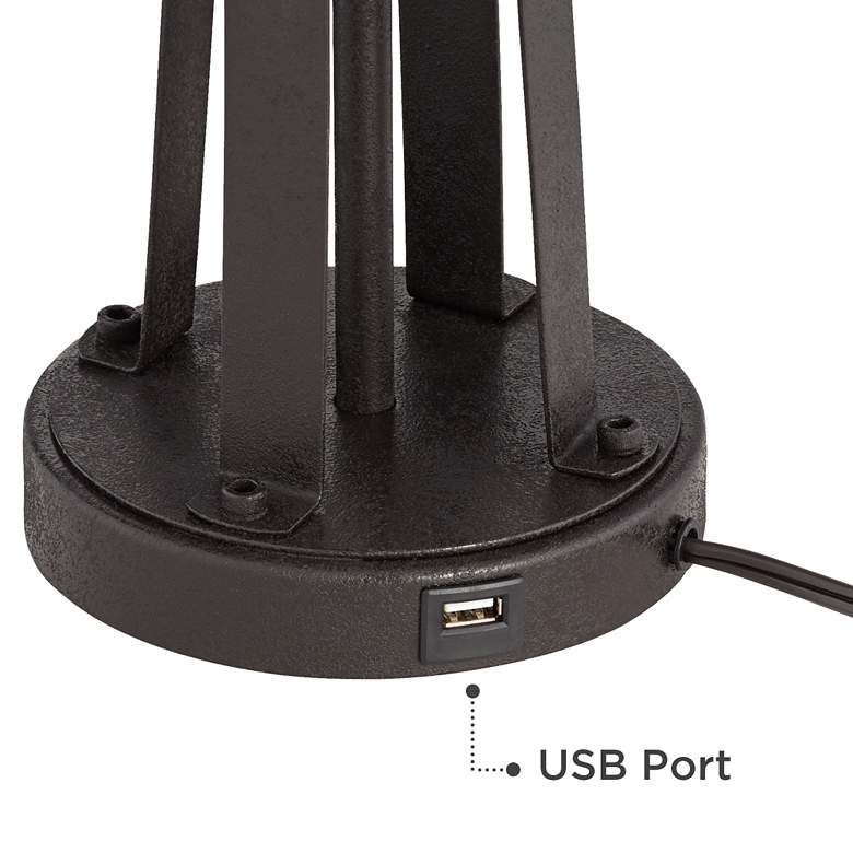 Image 4 Possini Euro Woven Burlap Susan Dark Bronze USB Table Lamps Set of 2 more views