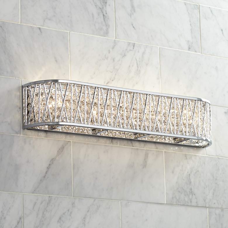 Image 1 Possini Euro Woven Laser Cut 24 inch Wide Chrome Bath Light