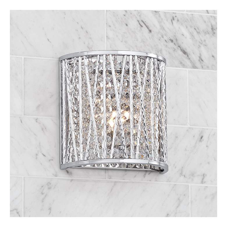 Image 2 Possini Euro Woven Laser Cut 7 1/2 inch High Chrome Wall Sconce