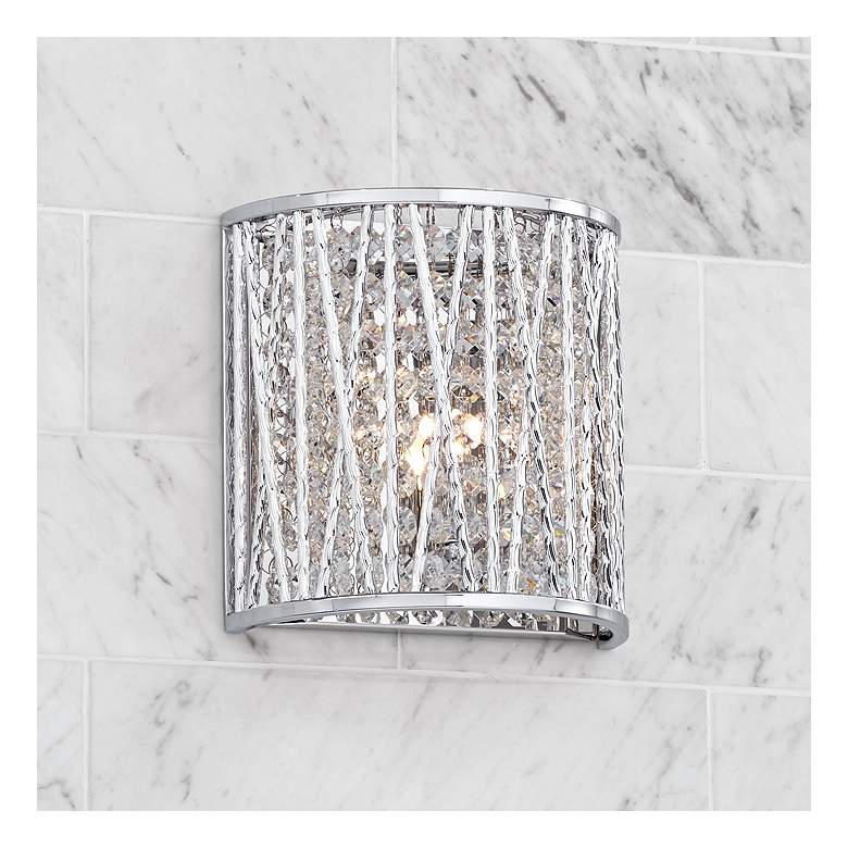 Image 1 Possini Euro Woven Laser Cut 7 1/2" High Chrome Wall Sconce