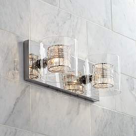 Image1 of Possini Euro Wrapped Wire 14" Wide Chrome LED Bathroom Light