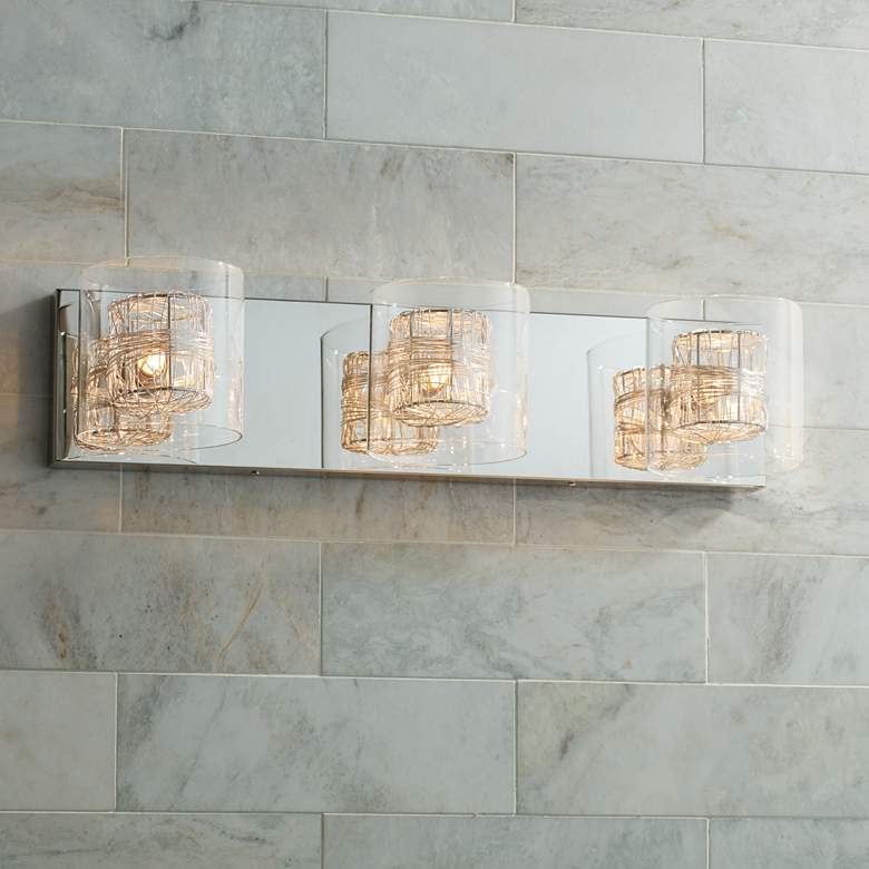 Image 7 Possini Euro Wrapped Wire 22" Wide Chrome LED Bath Light more views
