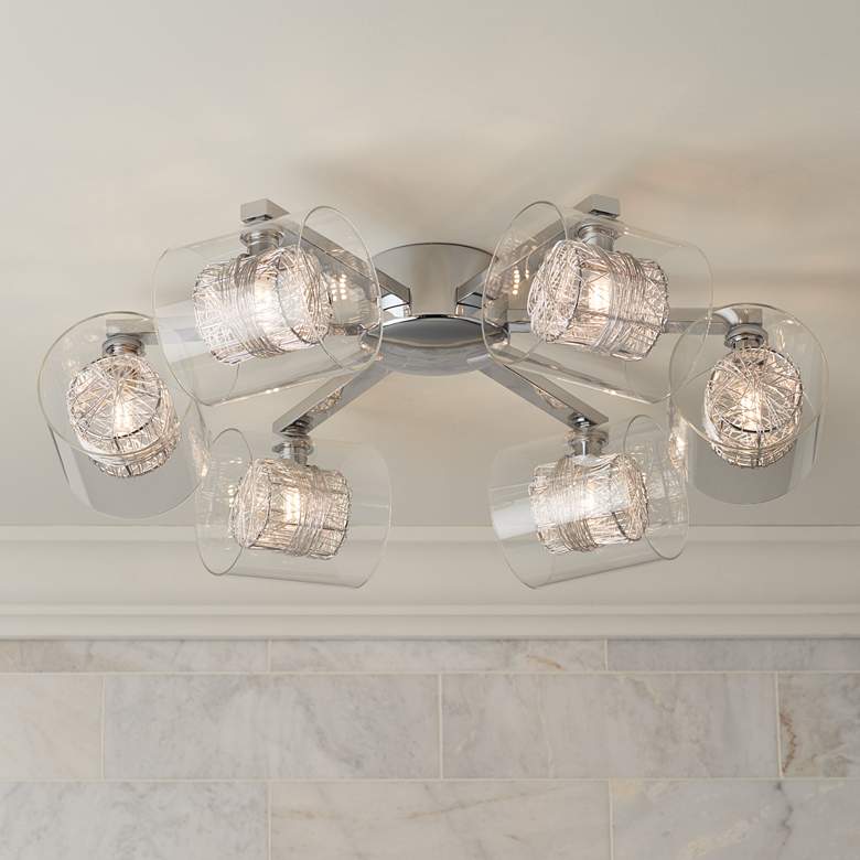 Image 1 Possini Euro Wrapped Wire 24" Wide Modern Chrome Ceiling Light