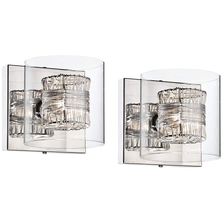 Image 2 Possini Euro Wrapped Wire 5" High Chrome Wall Sconce Set of 2