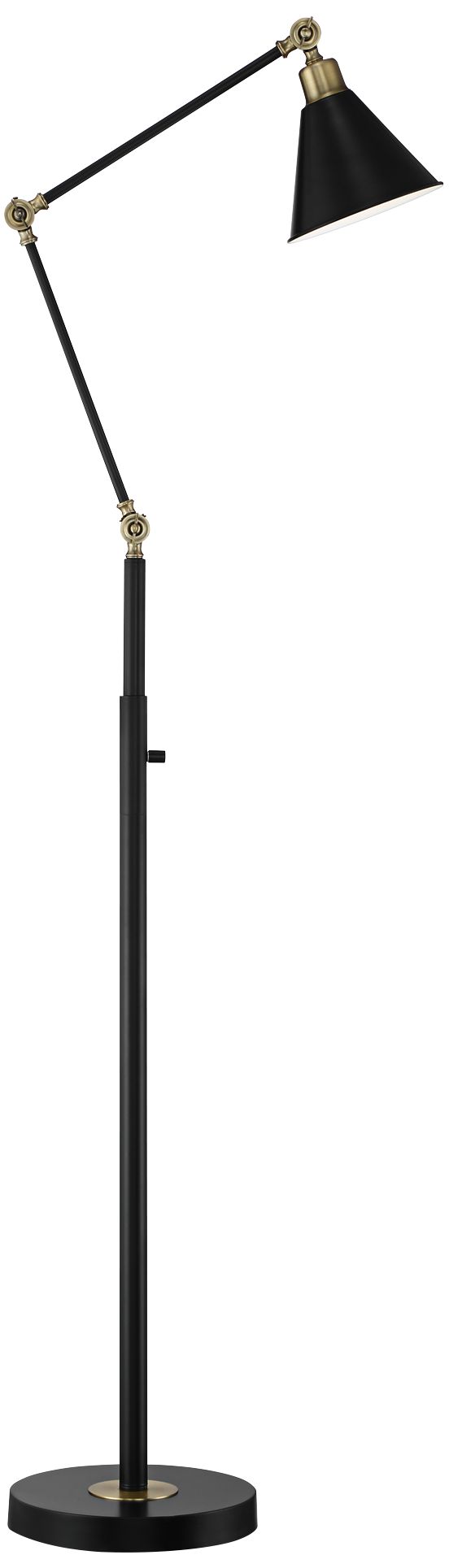 Possini Euro Wray 61" Black and Brass Floor Lamp with USB Dimmer