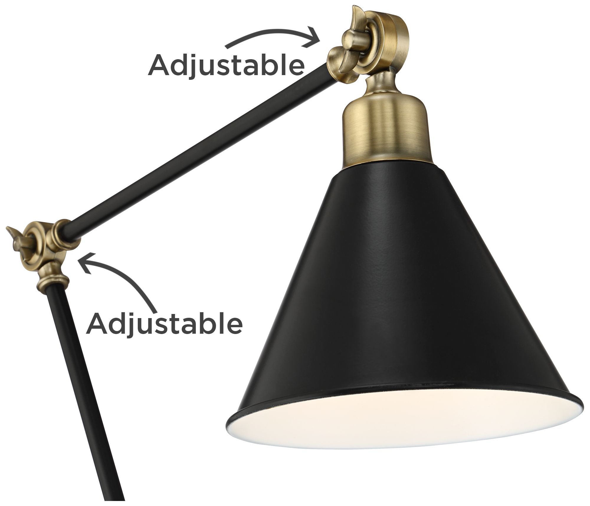 Image 4 Possini Euro Wray 61" Black and Brass Floor Lamp with USB Dimmer more views