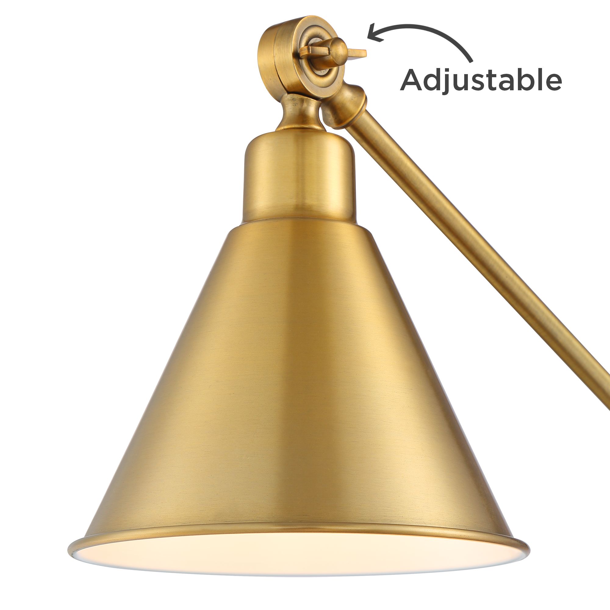 Image 4 Possini Euro Wray Adjustable Height Warm Antique Gold Modern USB Desk Lamp more views